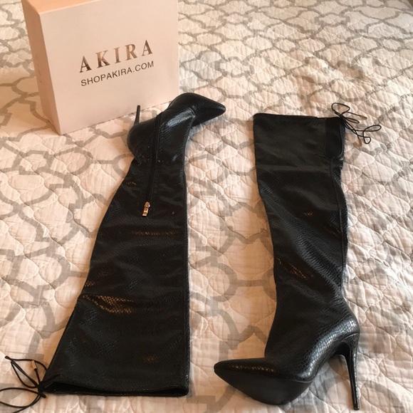 AKIRA Shoes - Akira OTK Faux Snake Skin Boots